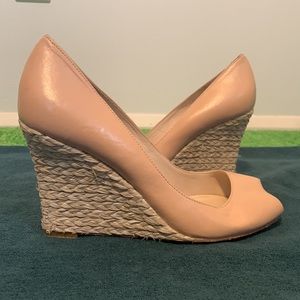 LK Bennett London nude wedge heel with peep toe Sz 36.5